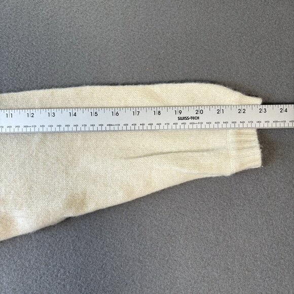 Vintage Emilio Rossi Lambswool Angora Sweater White Knitted Brown Leafs Sz M - Picture 5 of 13